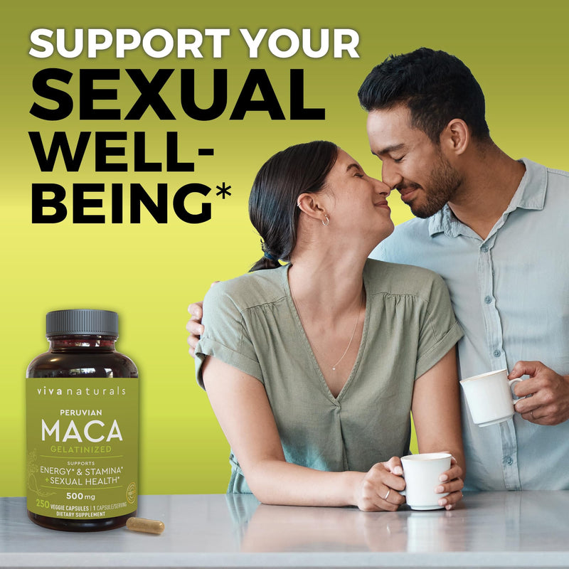 Peruvian Maca Root Supplement for Women & Men, 500mg - Traditionally Used to Support Sexual Well-Being, Stamina & Endurance - 250 Yellow Maca Root Powder Capsules - BeesActive Australia