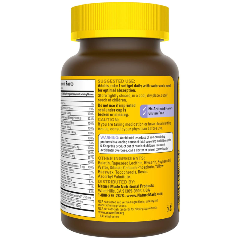 Nature Made Postnatal Multivitamin + DHA 200 mg, 60 Softgels, to Support Nursing Moms & Babies During Breastfeeding, Postnatal Vitamins & Nutrients Include Iron, Vitamin D3, Calcium, Iodine and More - BeesActive Australia