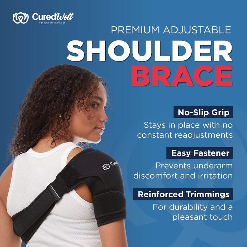 CUREDWELL - Shoulder Brace Sling for Men & Women - Torn Rotator Cuff & Shoulder Support Brace for Shoulder Pain Relief & Injury Healing - Adjustable Unisex Shoulder Sling Compression Sleeve (Medium) Medium - BeesActive Australia