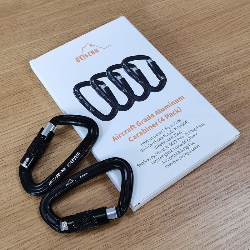 Certified 25KN Auto Locking Climbing Carabiner Clips Obtained UIAA certificationTwist Lock and Heavy Duty Carabiners for Rock Climbing Gear,Camping,Climbing Equipment 4PCS-25KN - BeesActive Australia