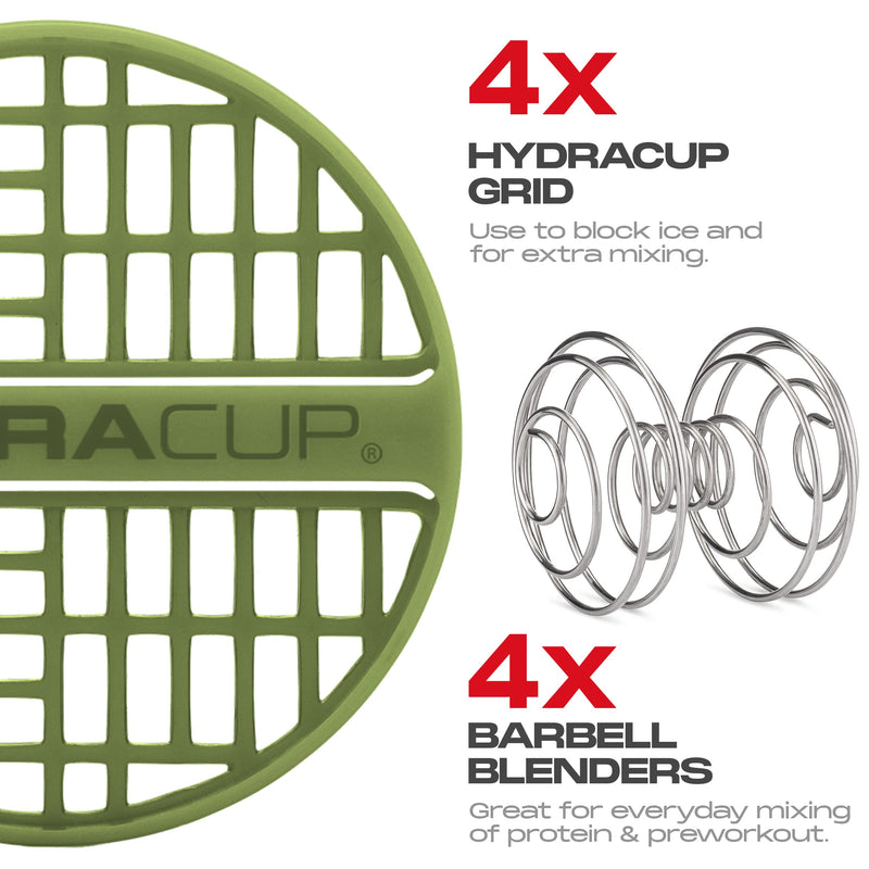HydraCup [4 Pack] - 20oz Shaker Bottle for Protein Mixes, Barbell Blender Wire Whisk & Mixing Grid, Shaker Cup BPA Free 4 Pack Dark - BeesActive Australia