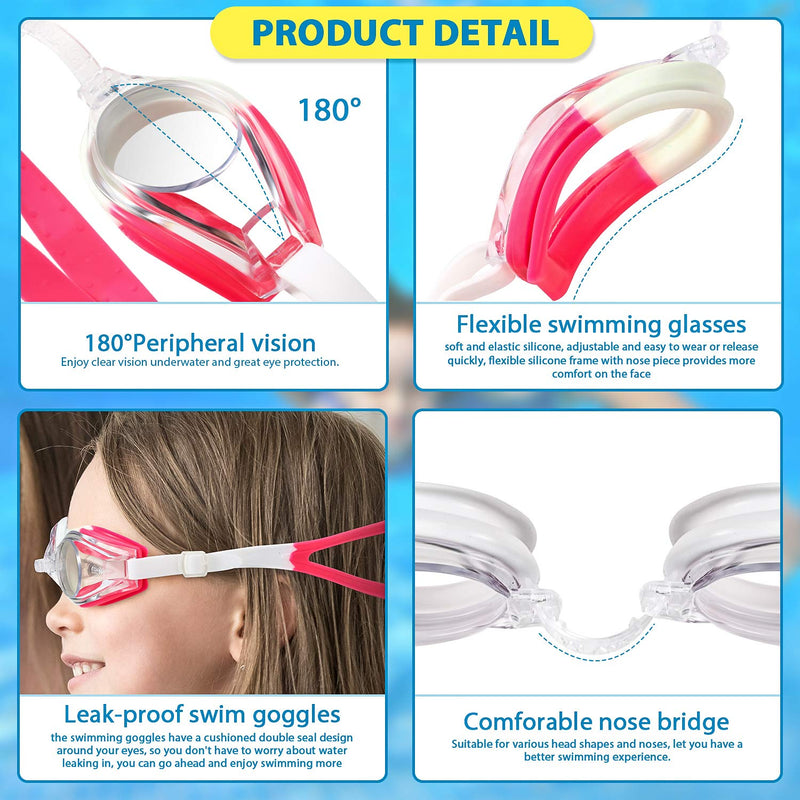 8 Pcs Swim Goggles, Adjustable Silicone Swimming Goggles Crystal Clear Swim Glasses for Children and Teens Mixed Colors - BeesActive Australia