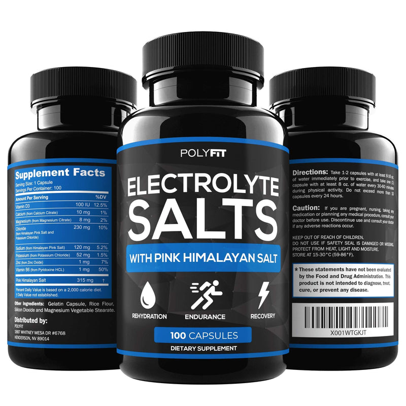 Polyfit Electrolyte Salt Tablets - 100 Pills - Electrolytes Replacement Supplement for Rapid Hydration - BeesActive Australia
