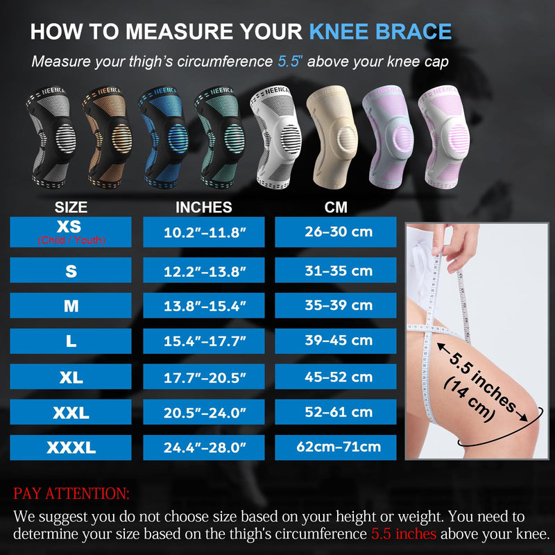 NEENCA Professional Knee Brace for Knee Pain Relief, Medical Knee Support with Patella Pad & Side Stabilizers, Compression Knee Sleeve for Meniscus Tear, ACL, Arthritis, Joint Pain, Runner, Workout... Large Black - BeesActive Australia