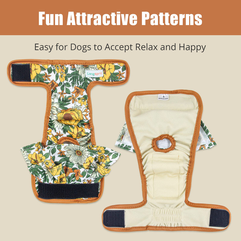 Langsprit Washable Female Dog Diapers (3 Pack) - Reusable Dog Diapers for Female Dogs - Highly Absorbent Dog Diapers for Dogs in Period Summer flowers Medium (Pack of 3) - BeesActive Australia