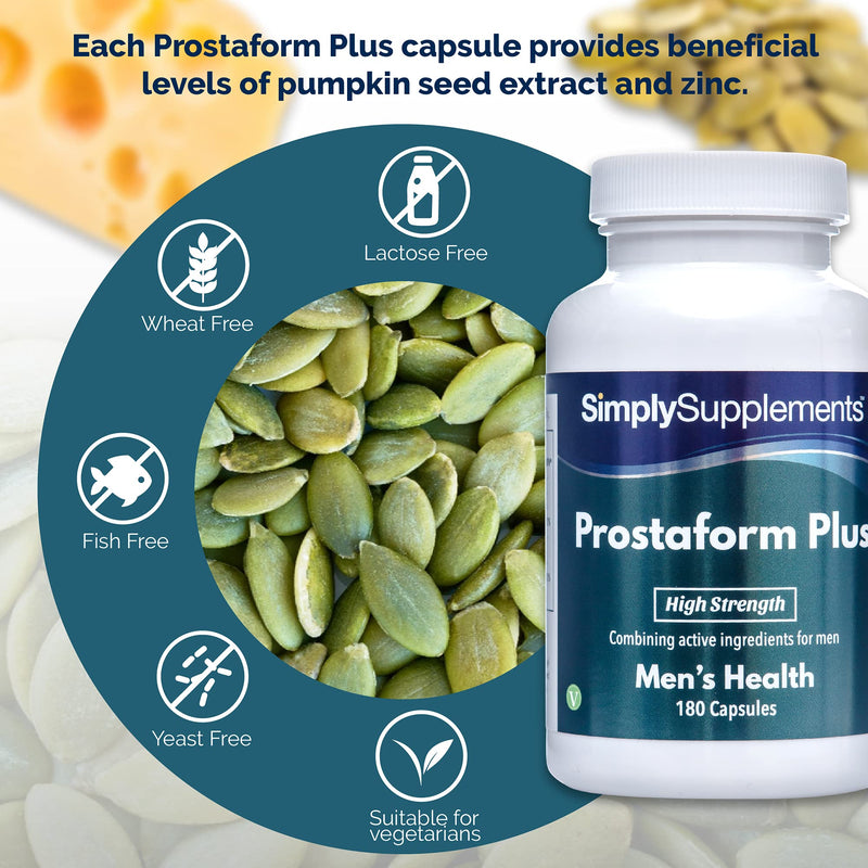 Prostaform Capsules with Pumpkin Seed Extract, L-Glutamine & L-Arginine HCL | Vegan & Vegetarian Friendly | 180 Capsules | Manufactured in The UK - BeesActive Australia