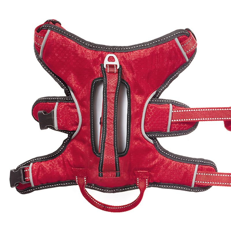 Tuff Pupper Updated for 2022 - Tracker No Escape Dog Harness | Dual Escape Proof Leash Attachments | 5 Point Adjustable Fit Harness for Dogs | Padded Dog Harness for Comfort | Handle Dog Lift Harness Medium (Neck: 18-23" , Chest: 22-31") March Red - BeesActive Australia