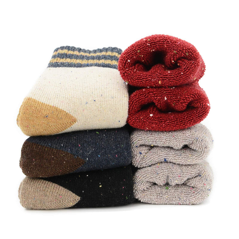 Womens Hiking Socks Winter Warm Athletic Ankle Socks Outdoor Wool Socks Thick Cashmere Socks E (5 Pack Two Striped) - BeesActive Australia