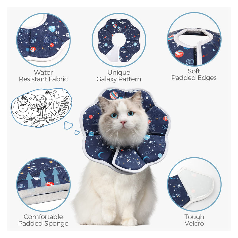 ComSaf Soft Cat Recovery Collar, Protective Adjustable Pet Cone Collar for After Surgery, Comfortable Lightweight Elizabethan Collar for Cat Kitten Prevent from Licking Wounds, Not Block Vision S (Neck:7-9 in) - BeesActive Australia