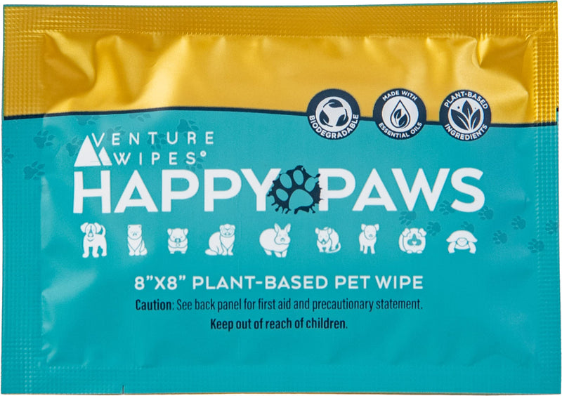 Happy Paws - Natural Pet Wipes for Dogs and Cats. Biodegradable Grooming for Paws, Eyes, Ears, Glands, and Coat. Large and Durable Cleansing Cloths for Essential Pet Care. 20 Individual Wrapped Wipes - BeesActive Australia