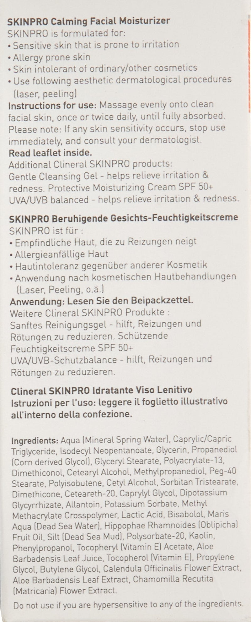 AHAVA Clineral Skinpro Calming Facial Moisturizer, 1.7 Fl Oz - BeesActive Australia