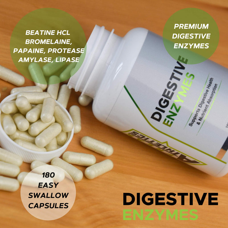 Digestive Enzyme Supplements - 180 Capsules Digestive Enzymes with Plant Based Ingredients - Supports Gut and Daily Digestive Health - BeesActive Australia