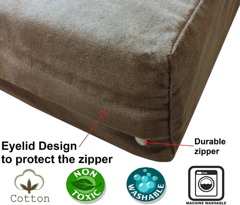 Dogbed4less Heavy Duty Chocolate Brown Denim Jean Dog Pet Bed External Cover for Small Medium to Extra Large Pet Bed - Replacement Cover only 37"X27"X4" - BeesActive Australia