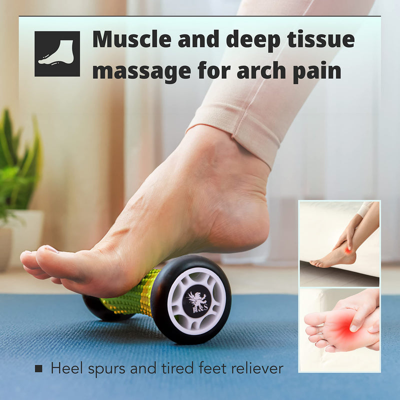 H&S Foot Massage Roller Muscle Roller Stick Wrists and Forearms Exercise Roller Massager for Plantar Fasciitis - Black - BeesActive Australia