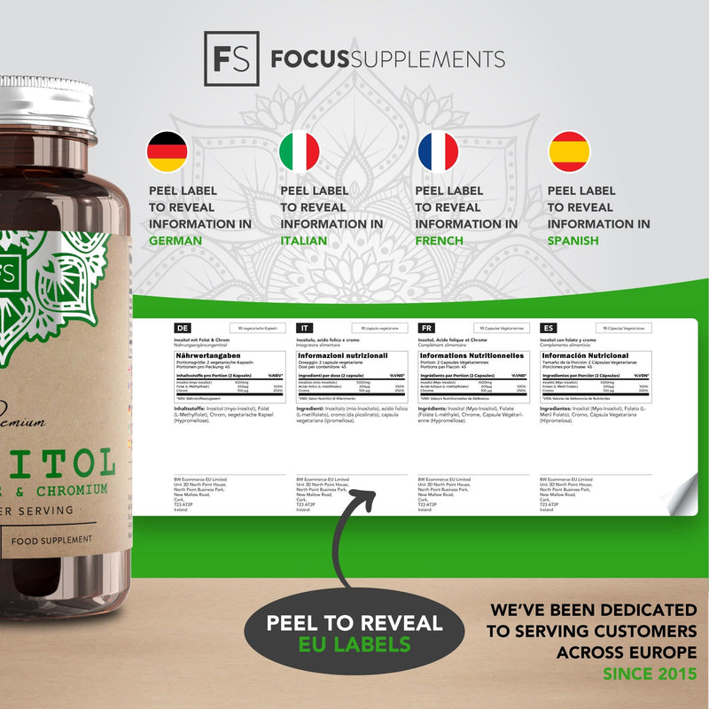 FS Inositol Supplement with Folate & Chromium | 90 Myo-Inositol Capsules - 1000mg Inositol 200mg Folate & 100mg Chromium per Serving | Female Support Supplement | Non-GMO, Gluten & Allergen Free - BeesActive Australia