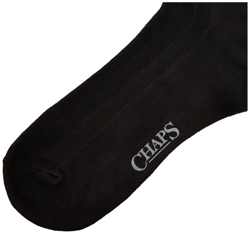 Chaps mens Assorted Solid Dress Crew Socks (3 Pack) 6-12 Black Ribbed - BeesActive Australia