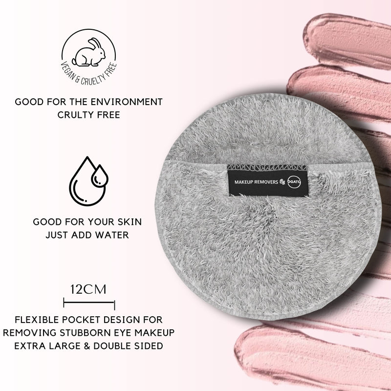 Reusable Makeup Remover Pads Set -Ogato- Eco Friendly Reusable Face Pads Suitable For All Skin- Our Reusable Makeup Pads Include a Laundry Bag & Headband- Eye Makeup Remover Pads Are Extra Large, 12cm - BeesActive Australia