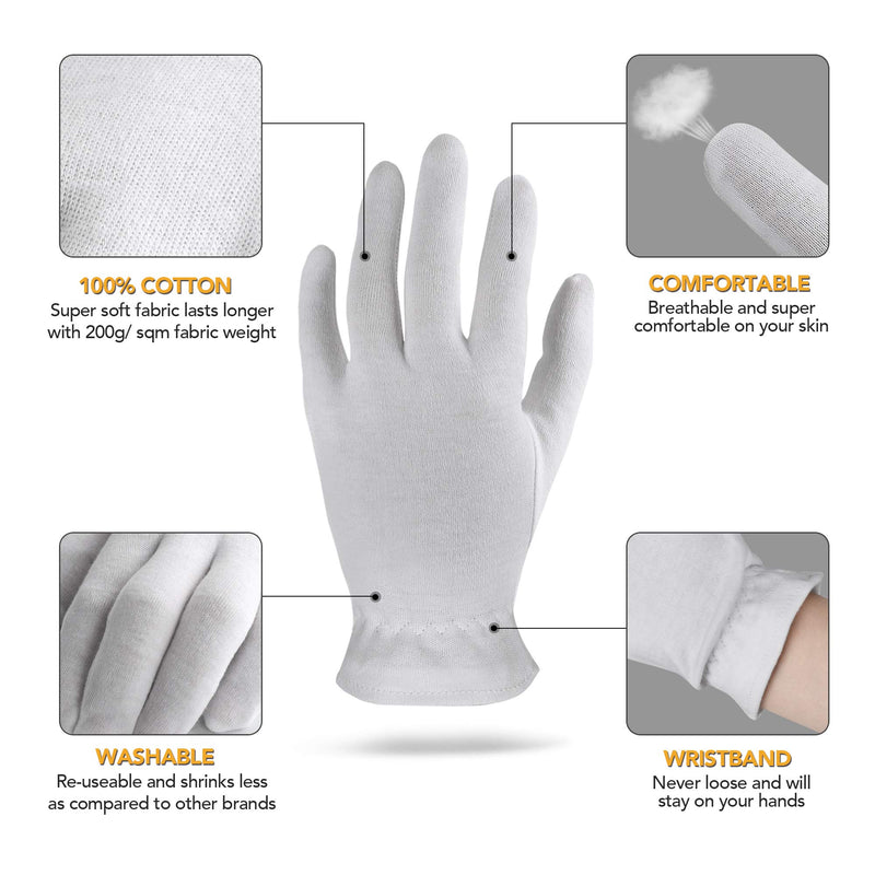 Cotton Gloves For Dry Hands, Moisturizing Gloves Overnight, Eczema Treatment, Skin Spa Therapy, Cosmetic Jewelry Inspection Premium Quality (2 Pairs) 2 Pairs - BeesActive Australia