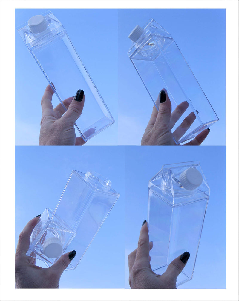 Ganaric Milk Carton Water Bottle, Clear Milk Carton Water Bottle, Carton Bottle, Clear Carton Water Bottle, Aesthetic Water Bottles, Carton Water Bottle (Clear) - BeesActive Australia