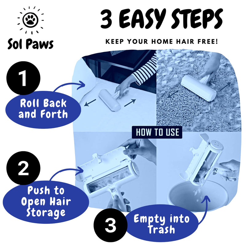 Sol Paws Pet Hair Remover for Dog, Cat, Animals- Multi-Surface Lint Roller for Pet Hair- Eco-Friendly Reusable Lint Roller- Portable- Cat and Dog Must Have - BeesActive Australia
