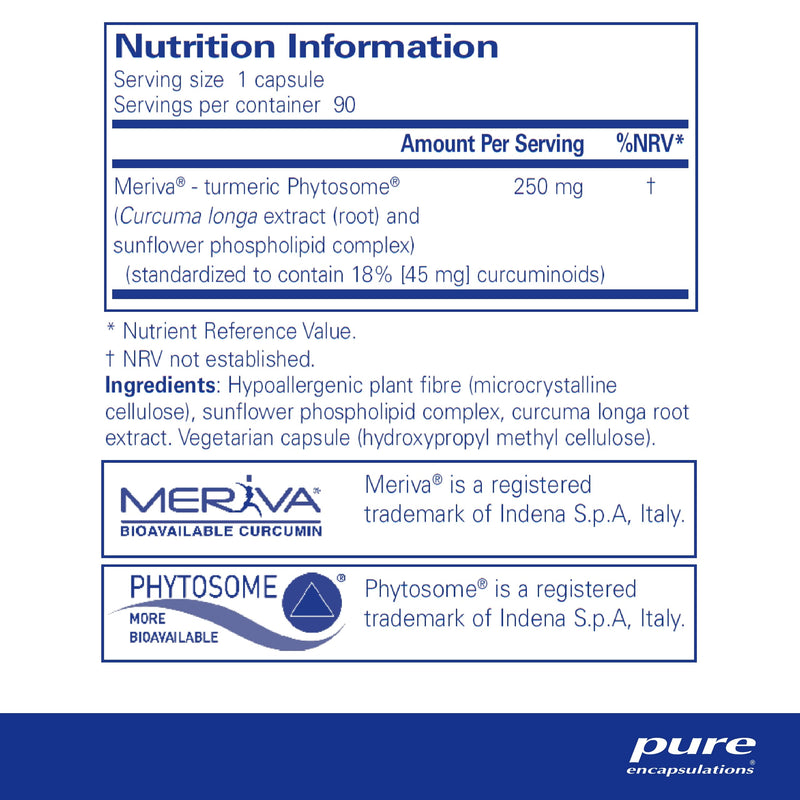 Pure Encapsulations - CurcumaSorb - Meriva Turmeric - Source of Curcumin - High Absorption - 90 Capsules - BeesActive Australia