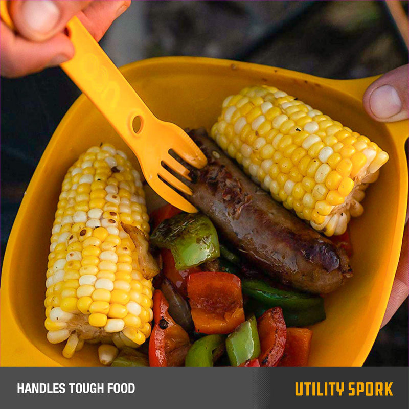 UCO Utility Spork 3-in-1 Combo Spoon-Fork-Knife Utensil, 2-Pack, Gold/Sky Blue - BeesActive Australia