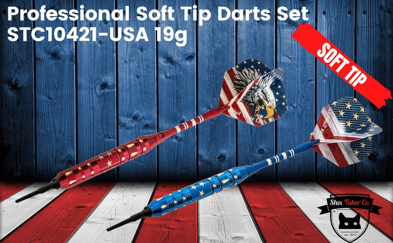 SHOT TAKER CO. EST. 2017 Soft Tip Darts Set - Professional Darts for Electronic Dartboard - Includes Brass Barrels + Plastic & Aluminum Shafts + Rubber O'Rings + Flights + 50PC 2BA Tips + Wrench 19g-USA-STC10421 - BeesActive Australia