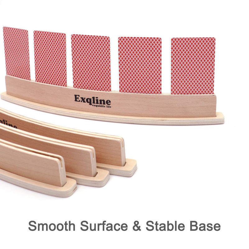 Exqline Wood Curved Playing Card Holder Racks Tray Set of 4 for Kids Seniors Adults - 13.4inch with Widen Base Stable Enough for for Bridge Canasta Foot and Hand - BeesActive Australia