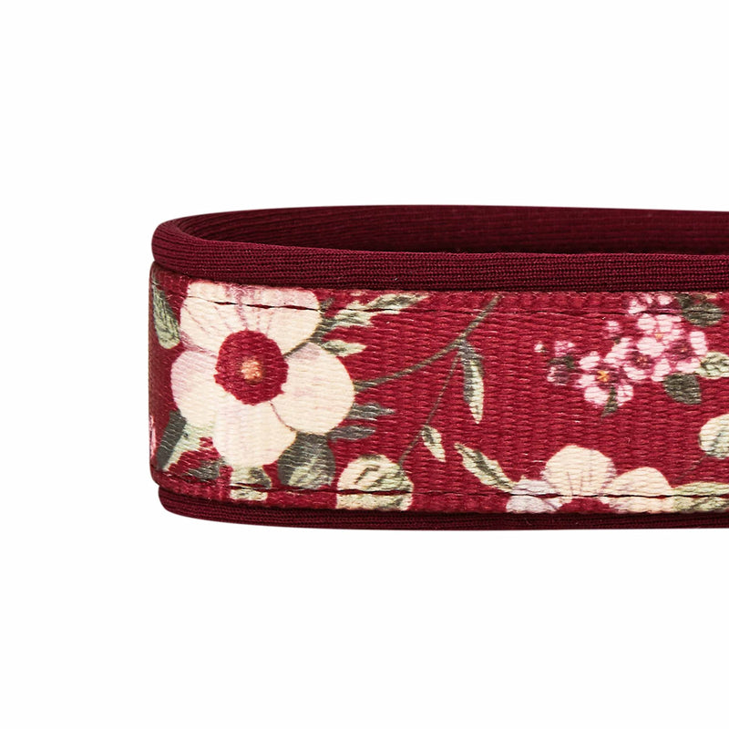 Blueberry Pet 10 Patterns Soft & Comfy Flower Print Neoprene Padded Dog Collars Medium Tuscan Red - BeesActive Australia