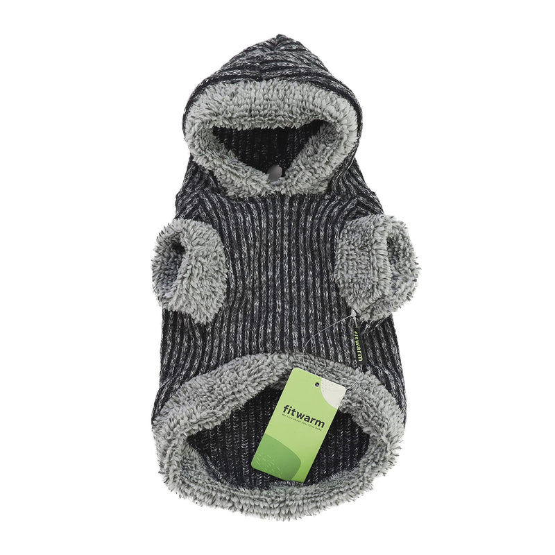 Fitwarm Knitted Sweatshirts for Dog Coats Sweater Pet Hooded Jackets, Grey Medium (Chest16" Back12") - BeesActive Australia