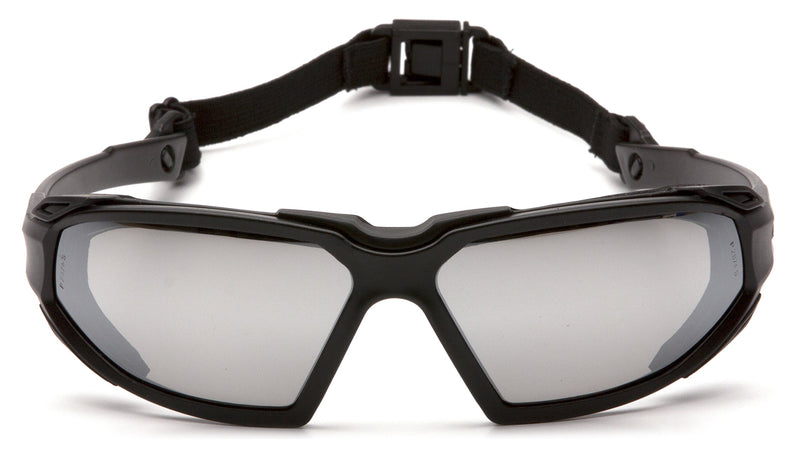 [AUSTRALIA] - Pyramex Highlander Safety Glasses Black Frame/Silver Mirror Silver Mirror Anti-fog Lens 