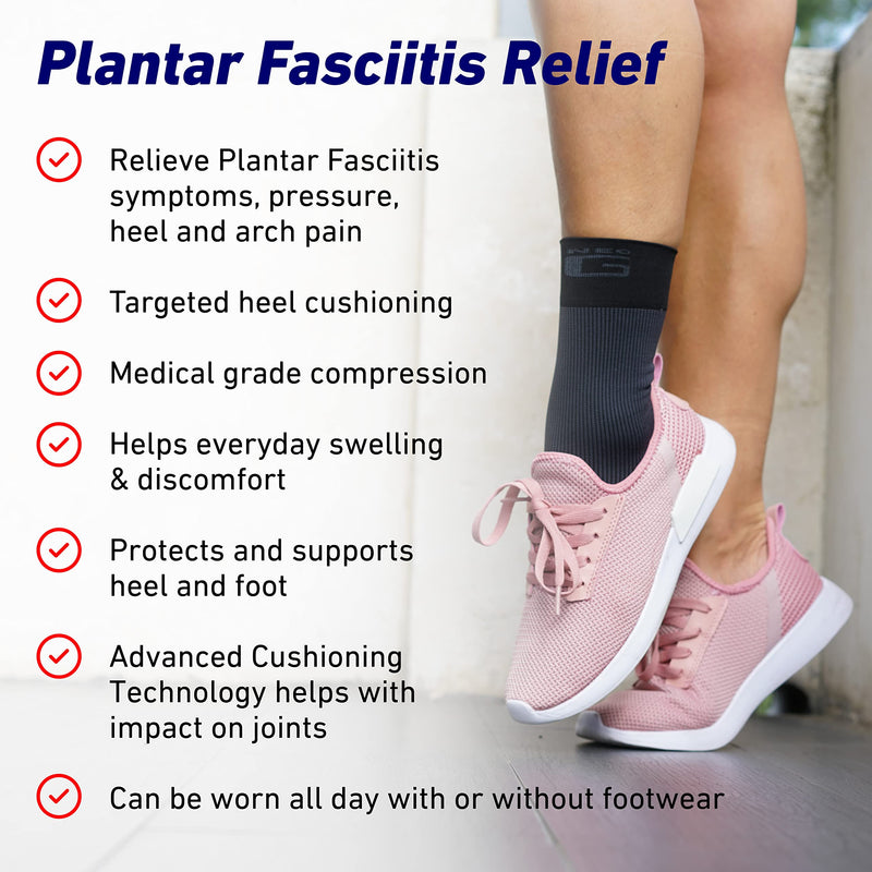 Neo G Plantar Fasciitis Support Compression Socks for Plantar Fasciitis, Foot Pain, Arch & Heel Pain Relief – Medical Compression Socks for Women Men with Silicone Heel Cushioning – 1 pair - L LARGE: 23 - 26 CM / 9.1 - 10.2 IN - BeesActive Australia
