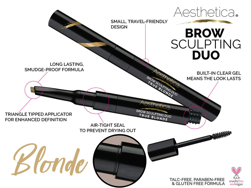 Aesthetica Brow Sculpting Duo - Eyebrow Definer/Brow Gel (Blonde) True Blonde - BeesActive Australia