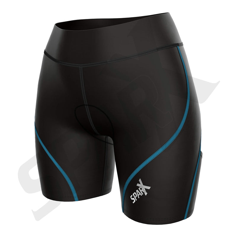 [AUSTRALIA] - Sparx Energy Womens Triathlon Shorts | Womens Tri Shorts | Tri Shorts Women 7" Inseam with Italian Chamois | Triathlon Training Shorts | Swimming Cycling Running Aqua Seams X-Large 