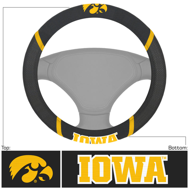 FANMATS 14903 NCAA University of Iowa Hawkeyes Polyester Steering Wheel Cover, 15"x15" - BeesActive Australia