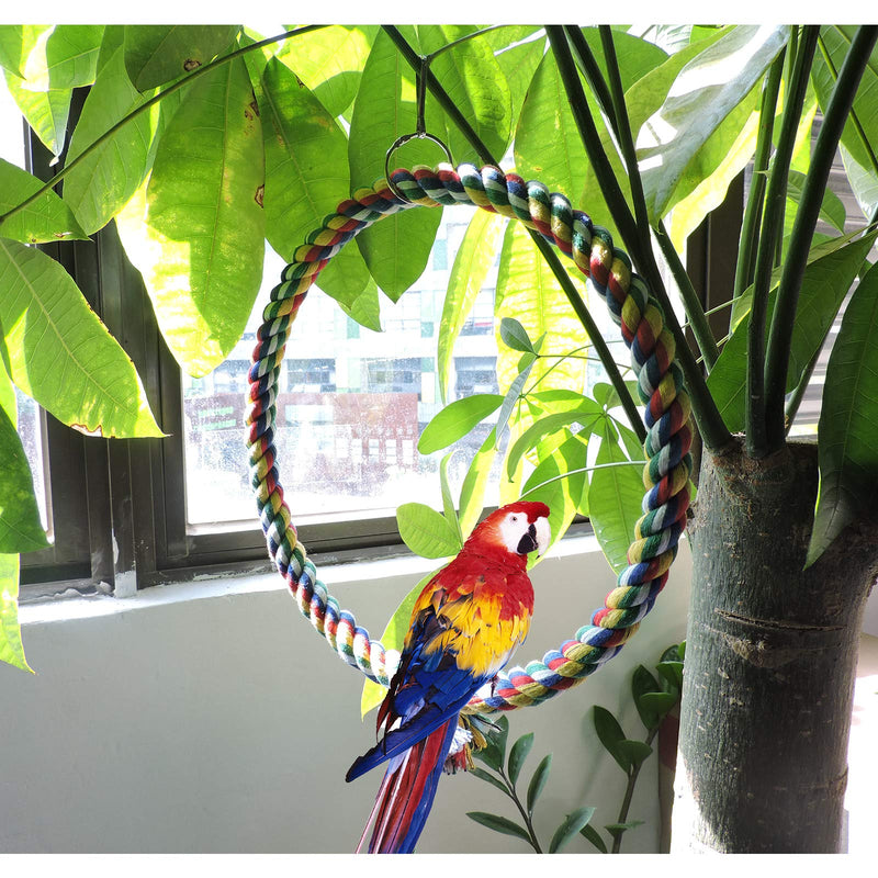WishLotus Bird Swing, Cage Hanging Toys Cotton Rope Swing Bite Resistance Perches Toy Parrot Toy Boredom Breaker for Budgie, Cockatiels, Conures, Finches, Small Parakeets 18cm - BeesActive Australia
