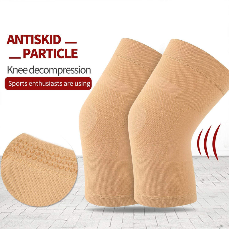 TOFLY® Knee Sleeves, 1 Pair, Could Be Worn Under Pants, Lightweight Knee Compression Sleeves for Men Women, Knee Brace Support for Joint Pain Relief, Arthritis, ACL, MCL, Sports, Injury Recovery L: 15.5in - 17in (Measured 5in above knee) 1 Pair Beige - BeesActive Australia