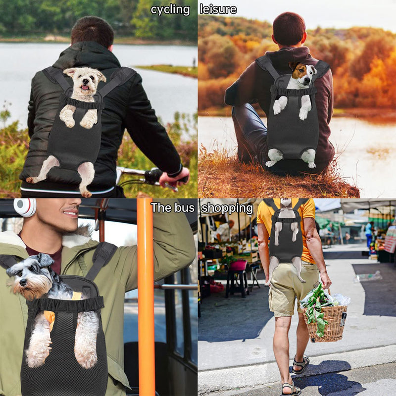 Fanfaree Dog Carrier Backpack Legs Out Adjustable Pet Cat Front Backpack Carrier Travel Bag for Traveling Hiking Camping for Small Medium Dogs Cats Puppies Large Black - BeesActive Australia
