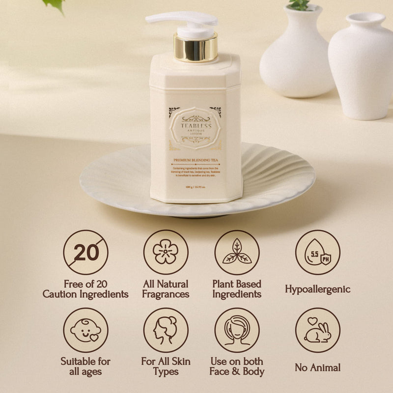TEABLESS Antique Lotion 480ml | Face Moisturizer and Body Lotion for Men and Women | Korean Moisturizer Face and Body Skin Care Products | Skin Barrier Repair, Dry Skin, and Sensitive Skin Lotion - BeesActive Australia