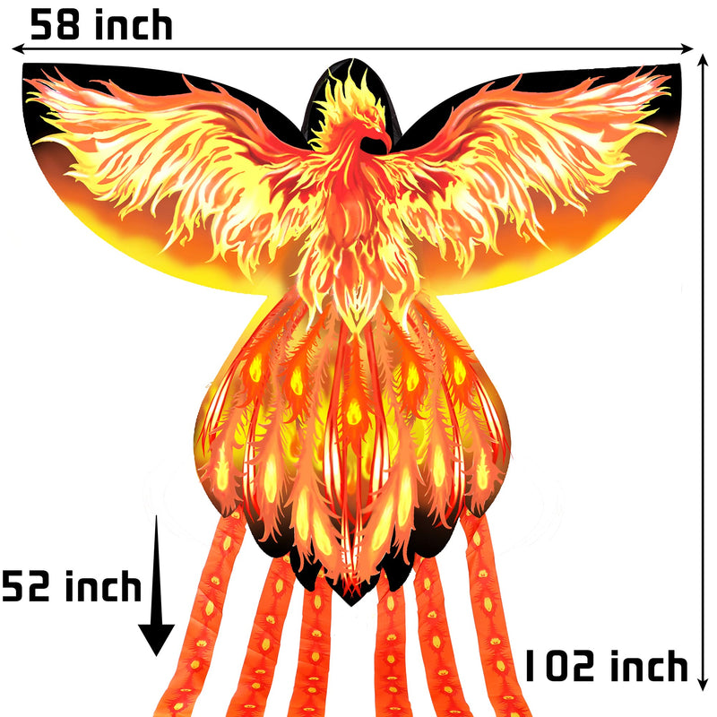 JEKOSEN Phoenix Huge Kite for Kids and Adults Easy to Fly Single Line String with Tail for Beach Trip Park Family Outdoor Games and Activities - BeesActive Australia