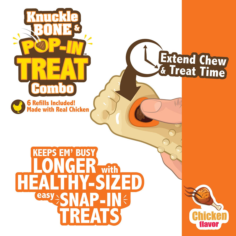 Nylabone Power Chew Knuckle Bone & Pop-in Treats Treat Refill Chicken 1 Count (Pack of 30) - BeesActive Australia