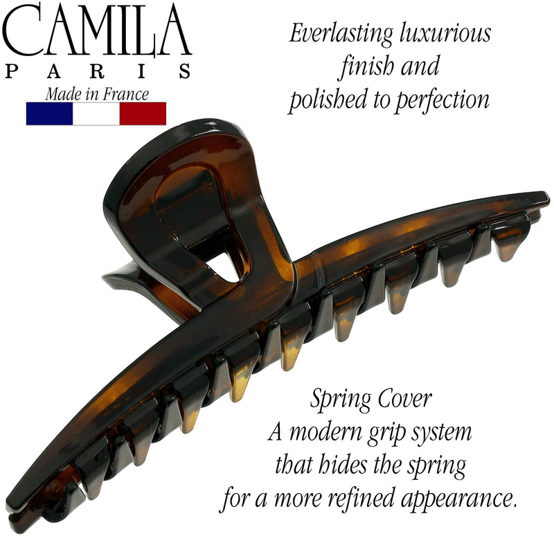 Camila Paris CP2371 French Hair Clip for Women, Narrow, Strong Hold Grip Double Teeth Girls Hair Claw Clips Jaw, Fashion Durable Styling Hair Accessories for Women, Made in France 4" Tortoise Shell - BeesActive Australia
