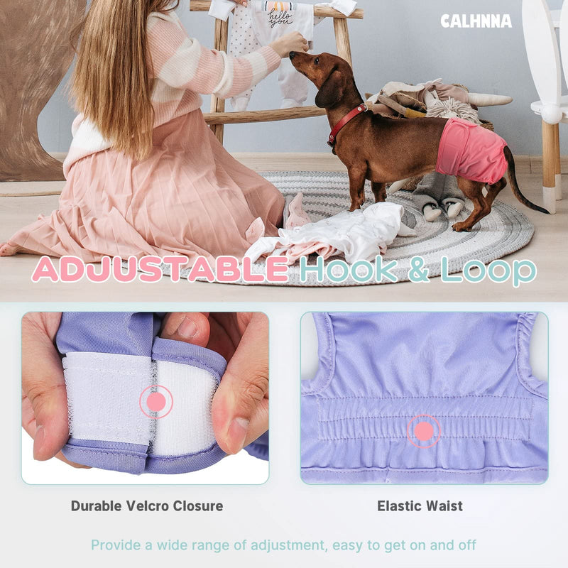 CALHNNA Washble Dog Diapers Female - 4 Pack Highly Absorbent Reusable Dog Period Diaper Female Doggie Diapers for Heat Cycle Solid S (9-15") - BeesActive Australia