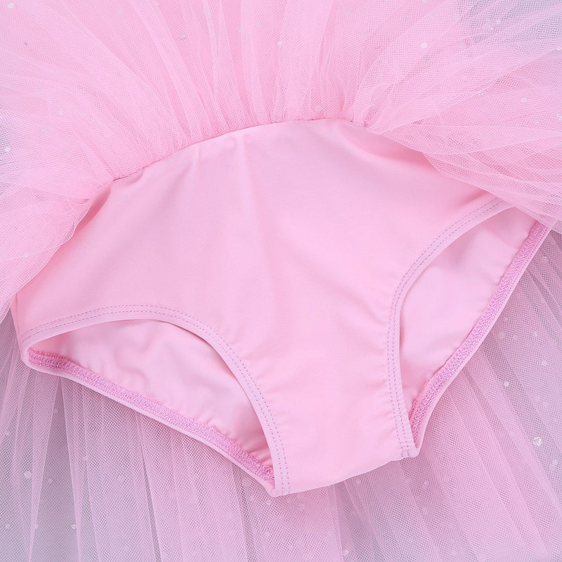 [AUSTRALIA] - iiniim Kids Girls Shimmering Ballet Dance Tutu Dress Shoulder Straps Gymnastic Leotard Fairy Dress up Costumes Pink 3 / 4 