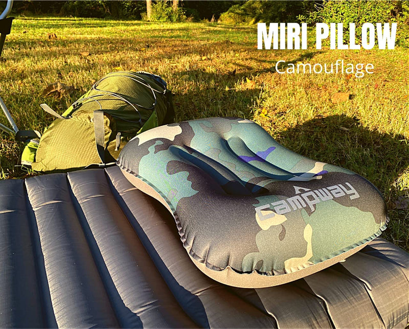 CAMPWAY Ultralight Inflatable Camping and Travel Pillow - Compact, Compressible Air Pillow for Neck and Back Support - Pillow for Camping, Hiking and Backpacking Camouflage 1 - BeesActive Australia