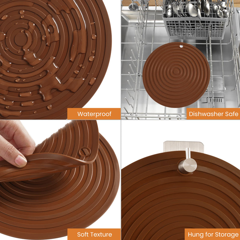 Wellbro Pet Food Mat, 2 Pcs Silicone Placemat for Dog and Cat, Prevent Food and Water Overflow, Suitable for Medium and Small Pet, 9.5"* 9.5" - BeesActive Australia