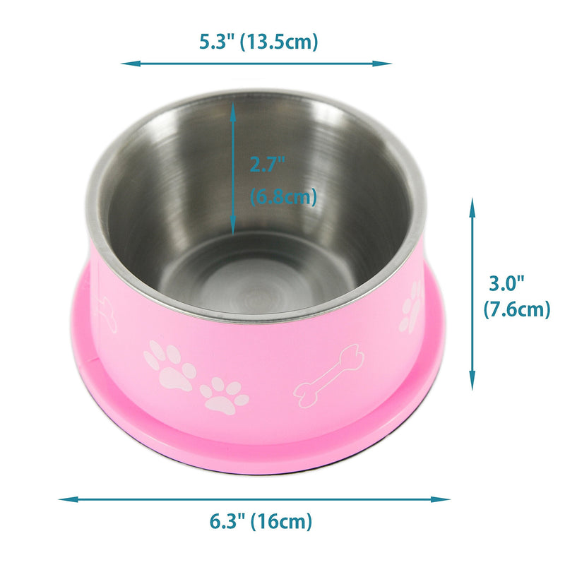PETish Spaniel Bowl for Long Ear Dog - Ergonomic Personalized Custom Design Bowls, NO Tip Stainless Dish Medium ( 17oz - 6.3 x 5.3 x 3.0inch ) Candy Pink - BeesActive Australia