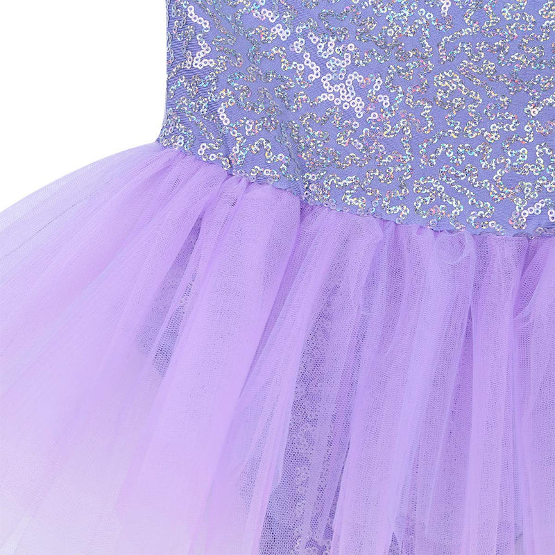 [AUSTRALIA] - TiaoBug Kid Girls Sequins Straps 3D Flowers Ballet Dance Gymnastics Leotard Tutu Leotard Fairy Dress Princess Costumes 6 Lavender 