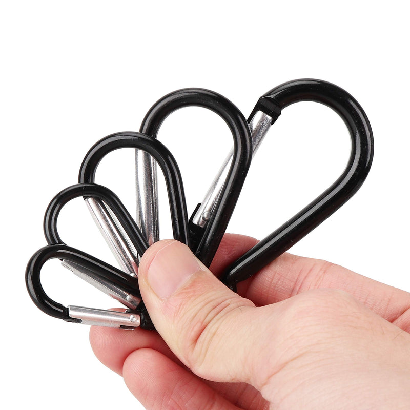 SWATOM Aluminum Carabiner Clip 1.6/1.9/2.3/2.7/3.1 Inches Spring Snap Hook Keyring Carabiners Keychains Black (10P/20P) 1.6 Inch - BeesActive Australia
