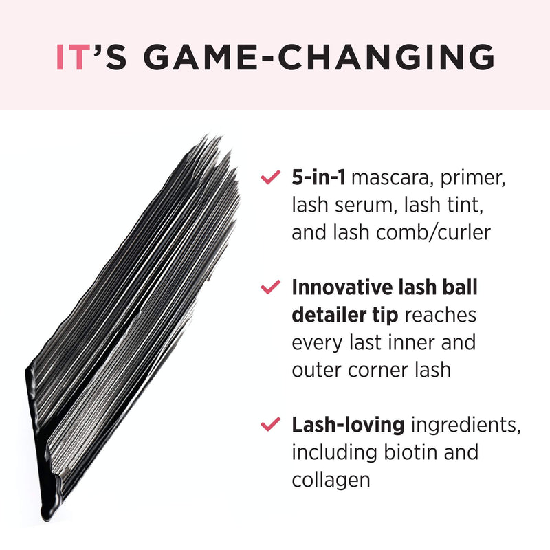 IT Cosmetics Hello Lashes 5-in-1 Mascara, Black - Volumizing Mascara, Lash Primer, Lash Serum, Lash Tint & Lash Curler - Lengthens & Separates Lashes - With Collagen, Biotin & Peptides - 0.33 fl oz - BeesActive Australia